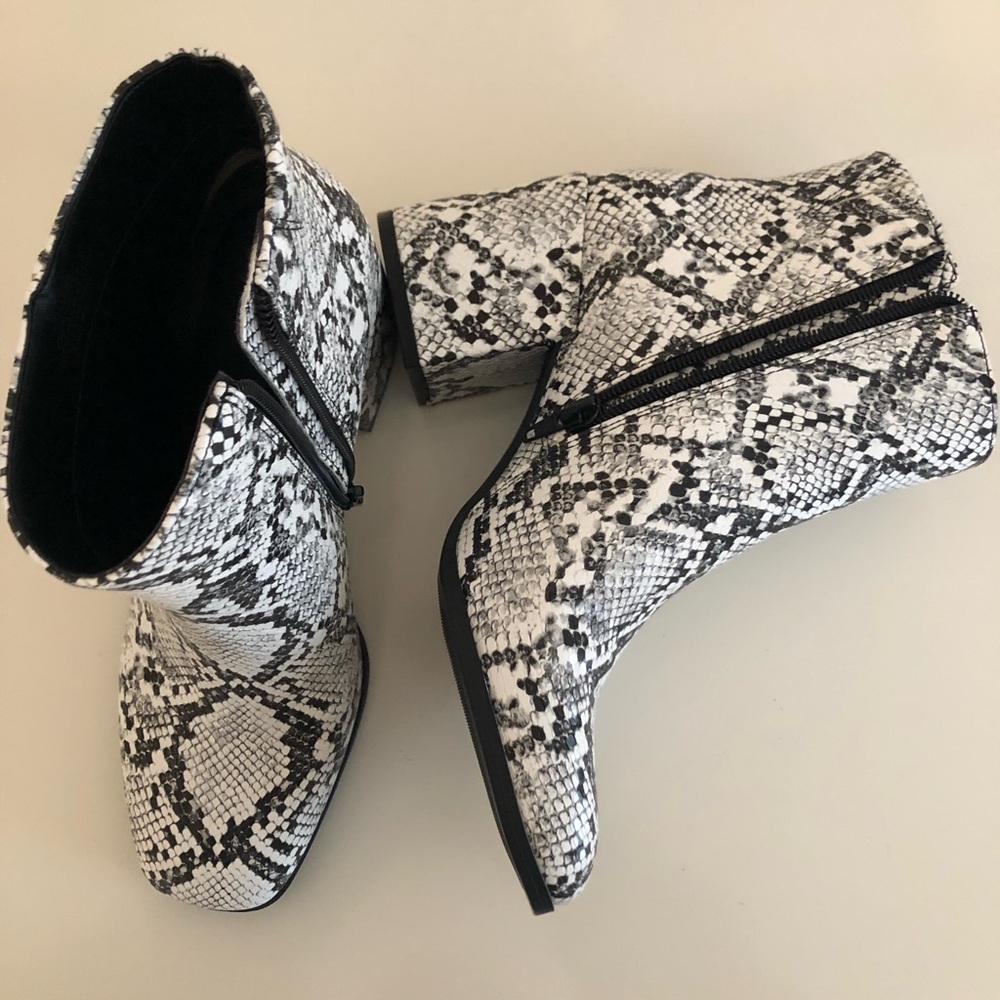 Snake print booties